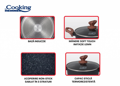Set gatimi Cooking by Heinner Malta, 5 pjesë, alumin, i zi