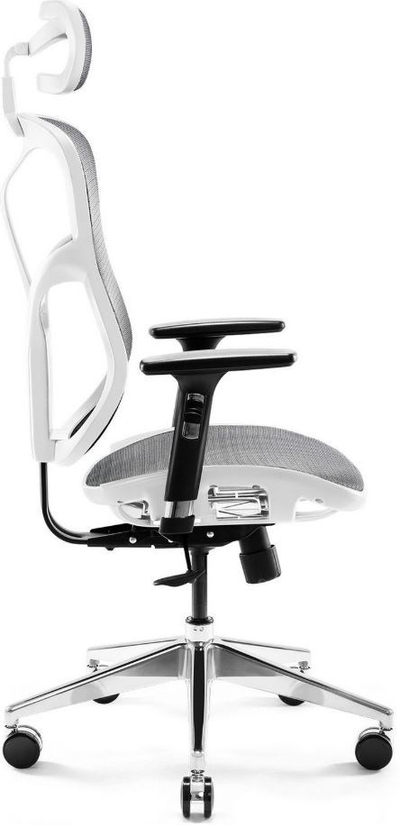 Karrige zyre Diablo Chairs V-Basic, ergonomike, rrjetë V-Mesh, e bardhë gri