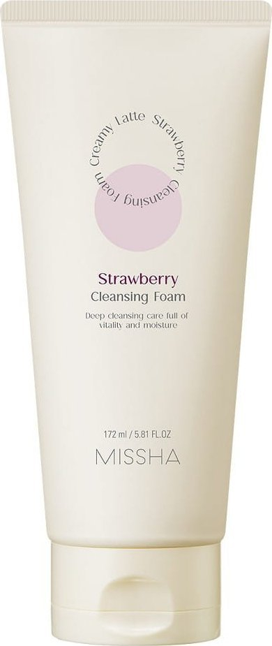 Shkumë pastruese për fytyrë Missha Creamy Latte Strawberry, 172 ml, me luleshtrydhe