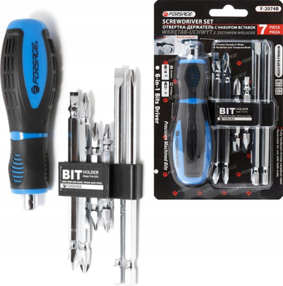 Set kaçavidash Forsage F-2074B, 7 pjesë, bitë CR-V, zi blu