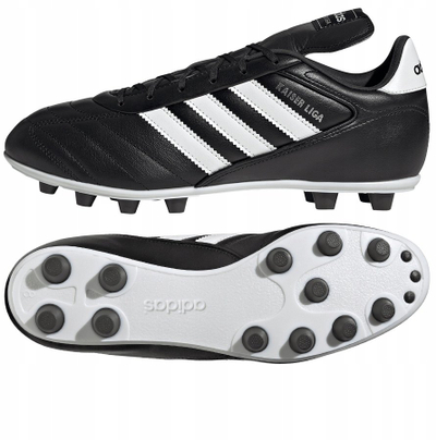 Këpucë futbolli Adidas Kaiser Liga 2, për fushë të fortë, lëkurë, të zeza