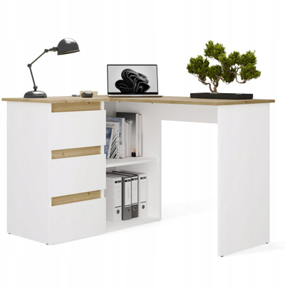 Tavolinë pune Nicea Desk, 120x48cm, 3 sirtarë, e bardhë lisi