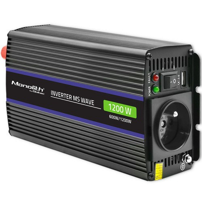 Inverter Qoltec Monolith, 600W, 12V në 230V, i zi