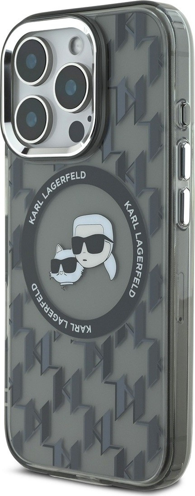 Kapak telefoni Karl Lagerfeld Monogram K&amp;CH, me MagSafe, për iPhone 16 Pro, i zi