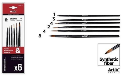 Set furçash sintetike Artix, 6 copë, për pikturë