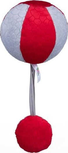Top lodër Balibazoo Red Grey Ball, me zile e fishkëllimë, shumë i butë, gri e kuqe