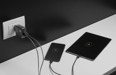 Karikues muri Cellularline Dual Charger, 25W, 2xUSB USB USB C, gri