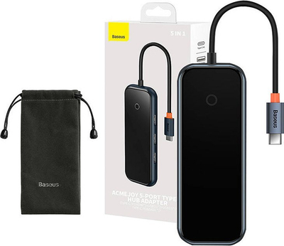 Hub USB C Baseus AcmeJoy 5 në 1, 2x USB 3.0, HDMI 4K, i zi