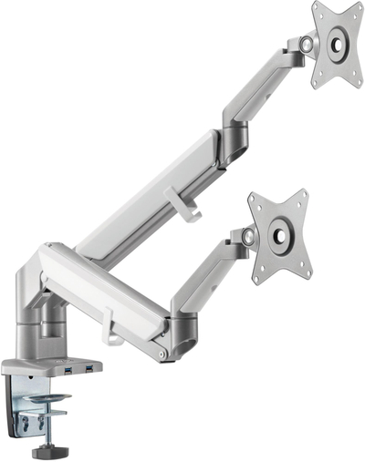 Krah monitori AlzaErgo Arm D225S për 2 monitorë 17-32", USB 3.2, i zi