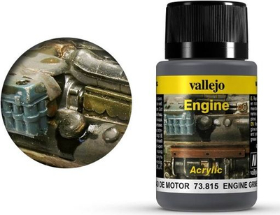 Bojë modelimi Vallejo Engine Grime Val73815, Weathering Effects, 40ml, ngjyrë e errët