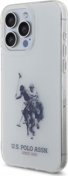 Mbulesë telefoni US Polo Shiny Big Logo për iPhone 15 Pro Max 6.7", polikarbonat, e bardhë