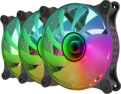 Set cooler-ash PC Mars Gaming MF3DKIT, 12 cm, 3 copa, të zinj