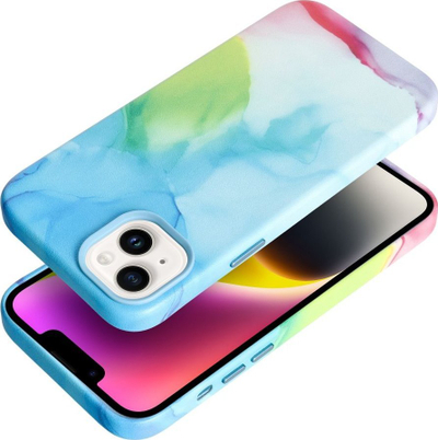 Mbrojtëse telefoni Silicone Case Leather Mag për iPhone 14 Plus, MagSafe, lëkurë eko, shumëngjyrëshe
