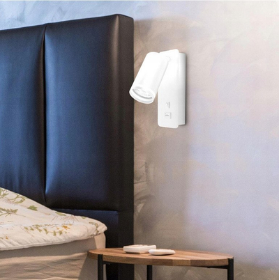 Lampë muri LED Night Lamp, GU10, me portë USB 5V 2A, e bardhë