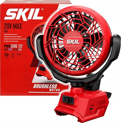 Ventilator portativ Skil 3163CA, 20V, brushless, i kuq