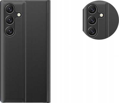 Kapak telefoni New Sleep View Case për Samsung Galaxy A35, me flap dhe me bazë mbajtëse, i zi