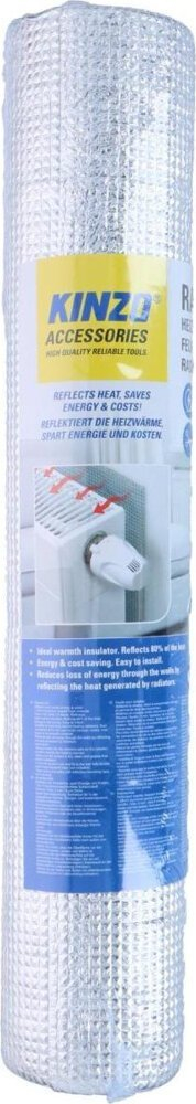 Foli izoluese për kalorifer Kinzo Radiator Foil, 250x50cm, alumin, ngjyrë argjendi