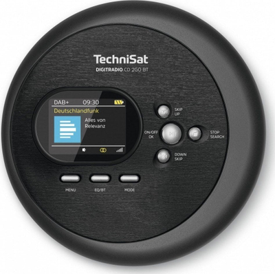 CD player i vogël për me e marrë me vete TechniSat DIGITRADIO CD 2GO BT, me Bluetooth, DAB+ FM, i zi