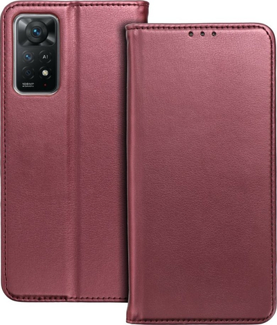 Заштитна картичка за Xiaomi Redmi 10 5G, магнетна book футрола, со внатрешен силикон, бордо