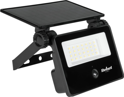 Reflektor solar LECHPOL, me sensor nate dhe lëvizjeje, i zi
