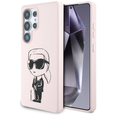 Këse telefoni Karl Lagerfeld Silicone Graffiti Ikonik, MagSafe, për Samsung Galaxy S25 Ultra, rozë