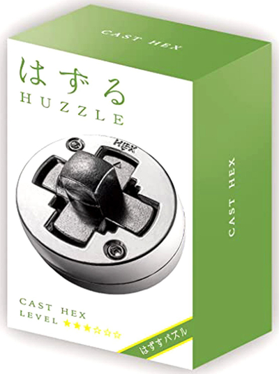 Puzzle metalik Hanayama Cast Hex, lojë mendore për të rritur, prej metali, argjend