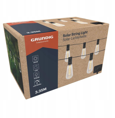 Dritë dekorative solare Grundig, 10 llamba LED, dritë e ngrohtë, transparente