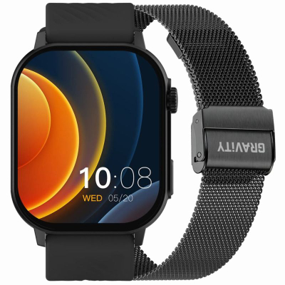 Ora e zgjuar Gravity GT15-1, ekran 2.04", Bluetooth 5.0, e zezë