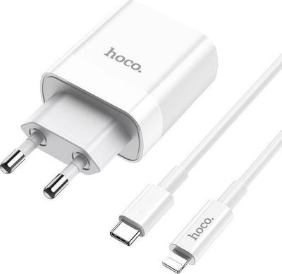 Karikues Hoco C80A, 1 x USB-A, 1 x USB-C, 1m, i bardhë