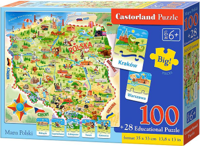 Puzzle edukative me hartën e Polonisë Castorland, 100 copa (E-142)