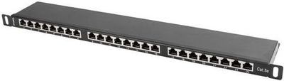 Patch panel Lanberg 0.5U, 19", 24x RJ-45, Cat. 5e, i zi