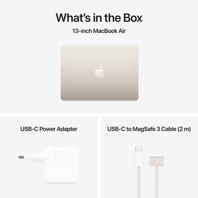 Apple MacBook Air, 13.6", M4 10-core, 24GB, 512GB SSD, 10-core GPU, Starlight