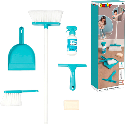 Set lojërash pastrimi Smoby Household Set XL, 6 aksesorë, për fëmijë 3+, ngjyrë turkeze