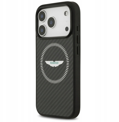 Mbulesë telefoni Aston Martin HC Kevlar MagSafe për iPhone 17 Pro, kundër goditjeve, e zezë