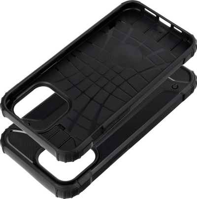 Kapak i blinduar Armor për iPhone 15 Pro Max, TPU dhe PC, mbrojtje e fortë, i zi