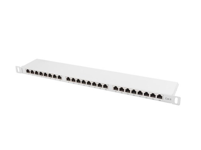 Patch panel 24 porta Cat.6 FTP, 0.5U 19", i ekranizuar, gri