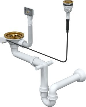 Sifon lavamani Quadron Copper PVD, Push 2 Open 3 1/2", për lavaman çeliku
