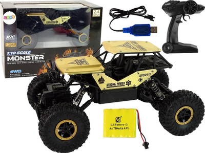 Makina lodër me telekomandë Off-Road High Wheels 1:18, plastike, e zezë gold