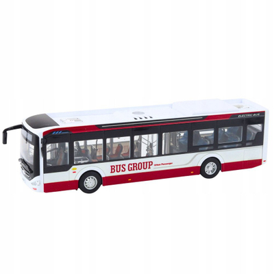 Lodër autobus metalik City Bus, shkallë 1:42, me drita edhe zë, i kuq