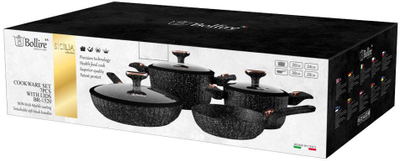 Set tenxheresh me kapakë Bollire Sicilia BR 1520, 7 copë, veshje graniti, i zi