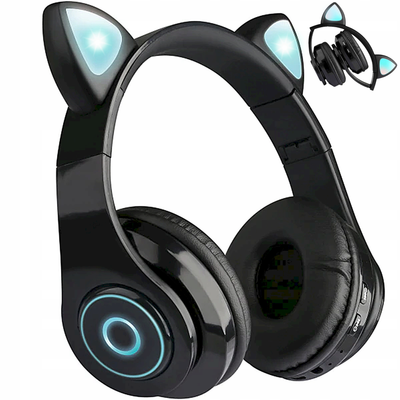 Kufje wireless Goodbuy Kids, Bluetooth 5.0, me drita LED, të zeza