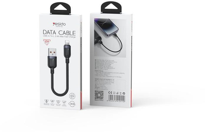 Kabllo USB në Lightning Yesido CA131L, 0.3m, 12W 2.4A, e zezë