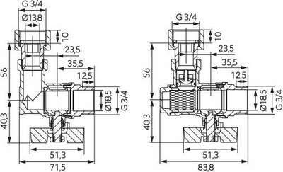 Set rubinetash këndore Ferro ZK1F20, 3/4", për bojler një-funksionësh, metalik