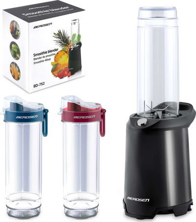 Blender për smoothie Berdsen BD-752, 2 x 0.57L, 300W, i zi