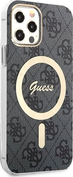 Set karikues me mbrojtëse Guess MagSafe për iPhone 12 / 12 Pro, 20W, 4G, gri e zezë
