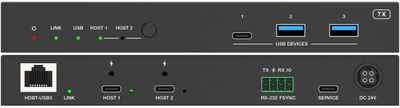 KVM Extender Vivolink VLUSBCEXT2X2, USB 3.2, 2x HDMI, gjer në 100m