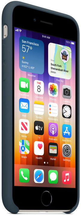Apple силиконска маска за iPhone SE (2022), Морска сина боја