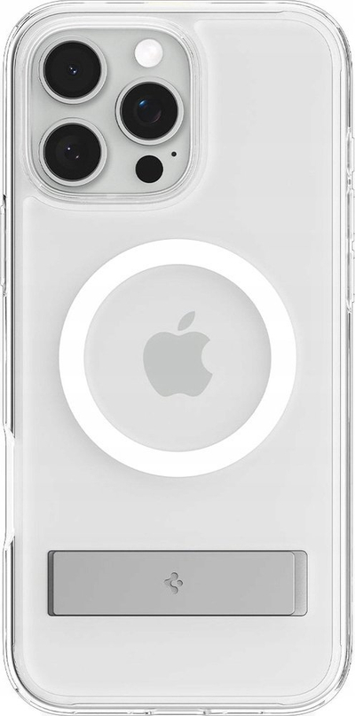 Mbrojtëse telefoni Spigen Slim Armor Essential S MagSafe, për iPhone 16 Pro, me këmbë mbajtëse, transparente