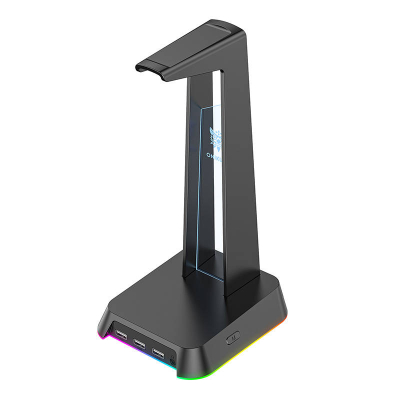 Qëndrim për kufje Onikuma RGB, 3x USB 2.0, HUB, i zi