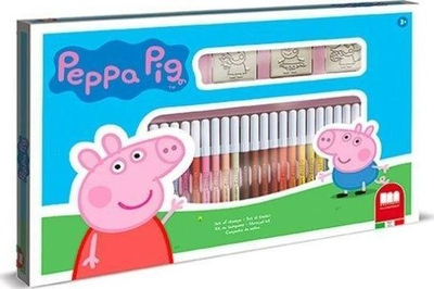 Set vizatimi Multiprint Peppa Pig, 36 markera, vula dhe jastëk boje, multingjyrësh